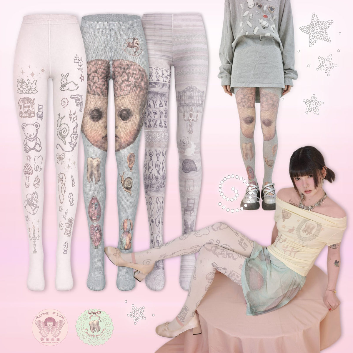 TOOTHMARE Printed Tights 30D, view 2