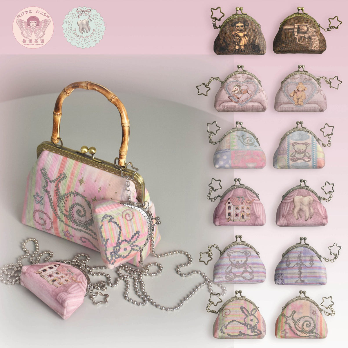 TOOTHMARE Mini Velvet Printed Crossbody Bag, view 2