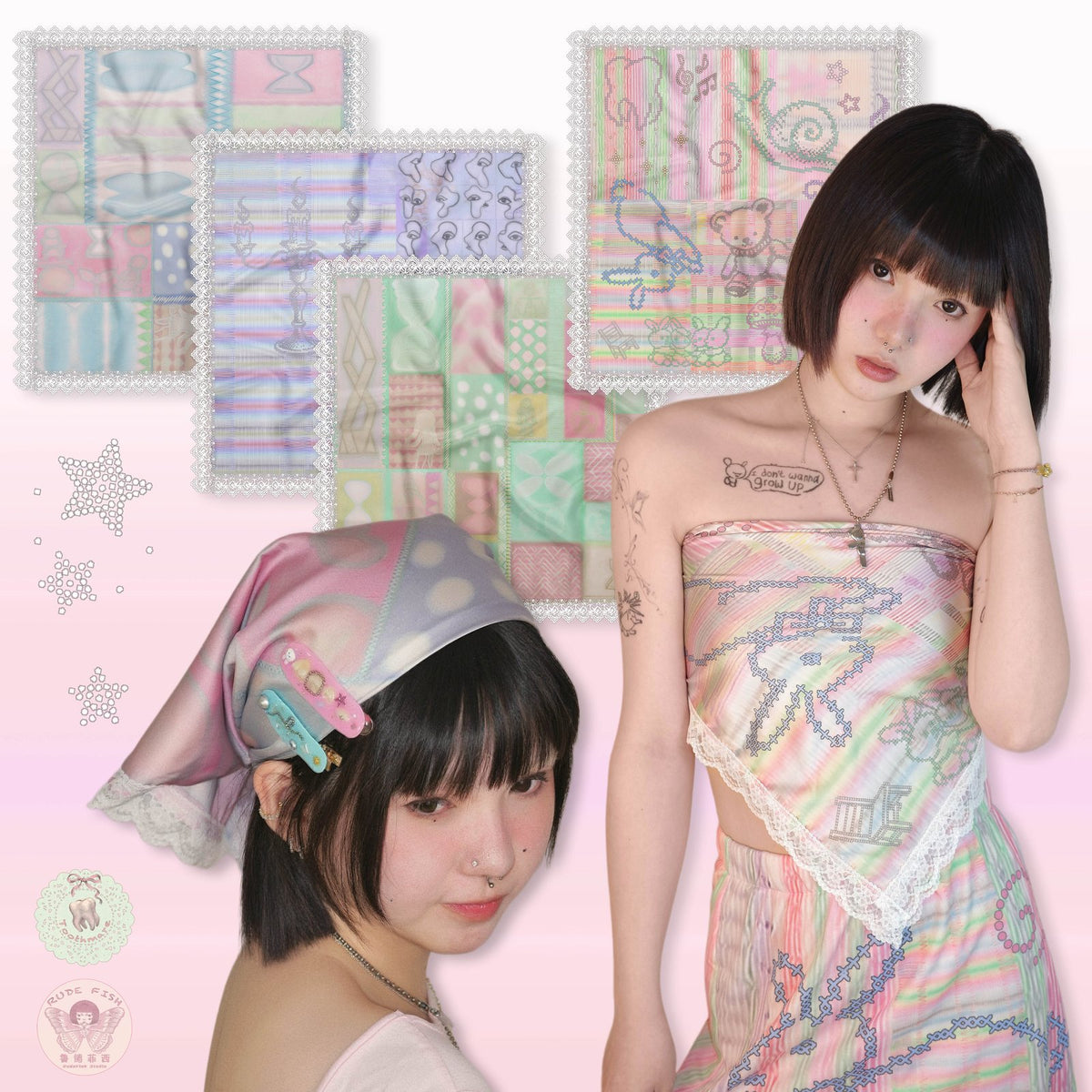TOOTHMARE Lace Chiffon Scarf, view 2