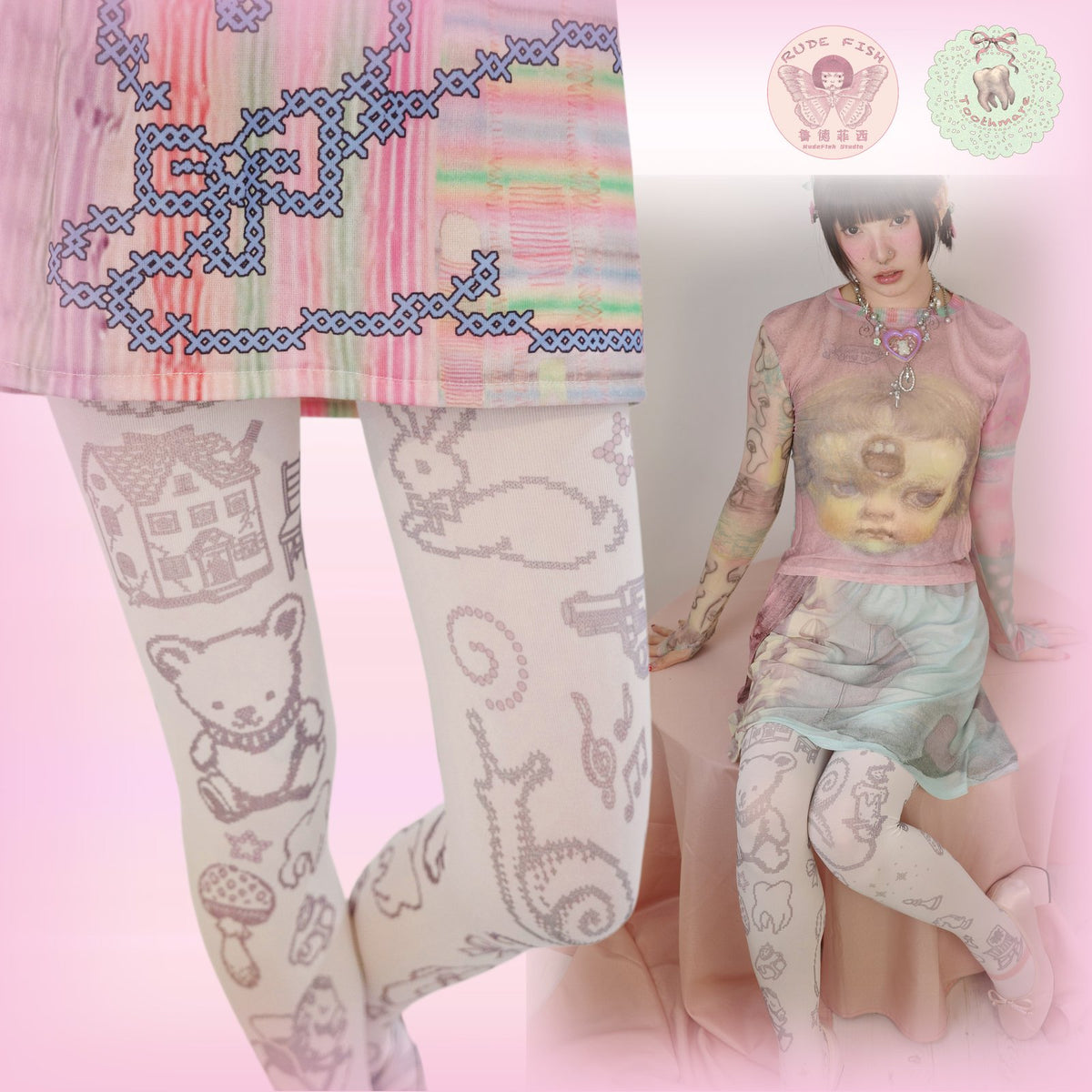 TOOTHMARE Printed Tights 30D, view 3