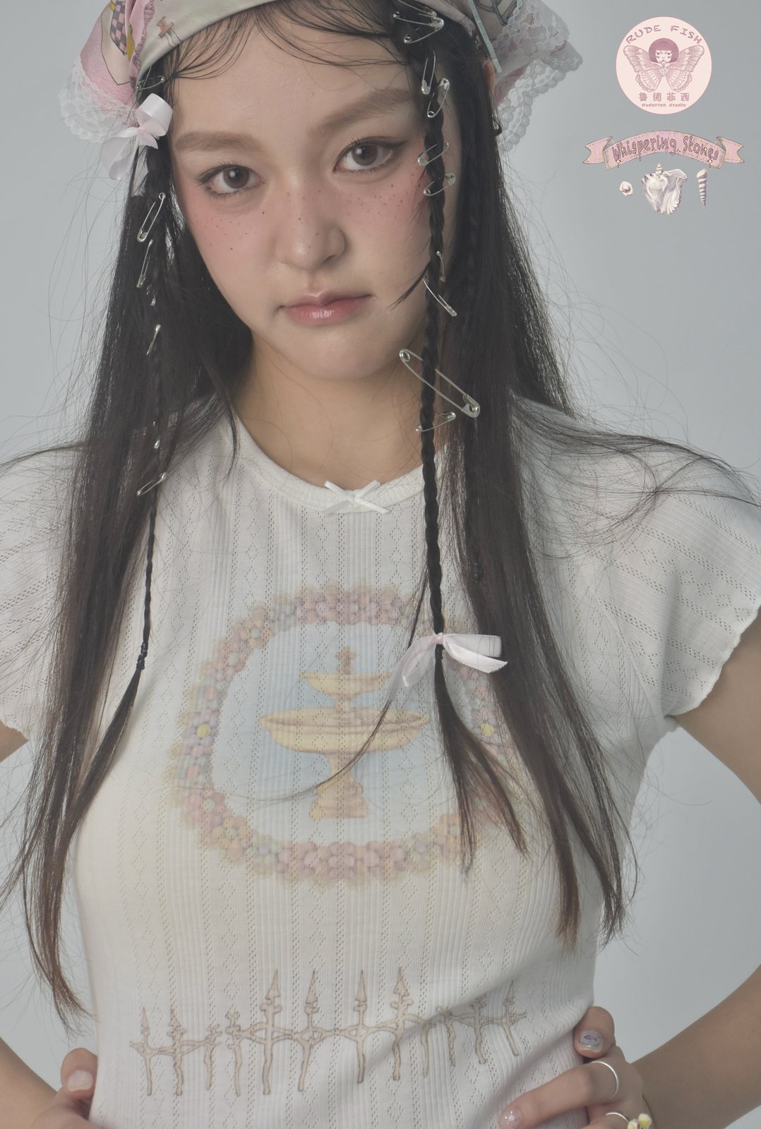 WHISPERING STONES Fountain Tee in White, view 3