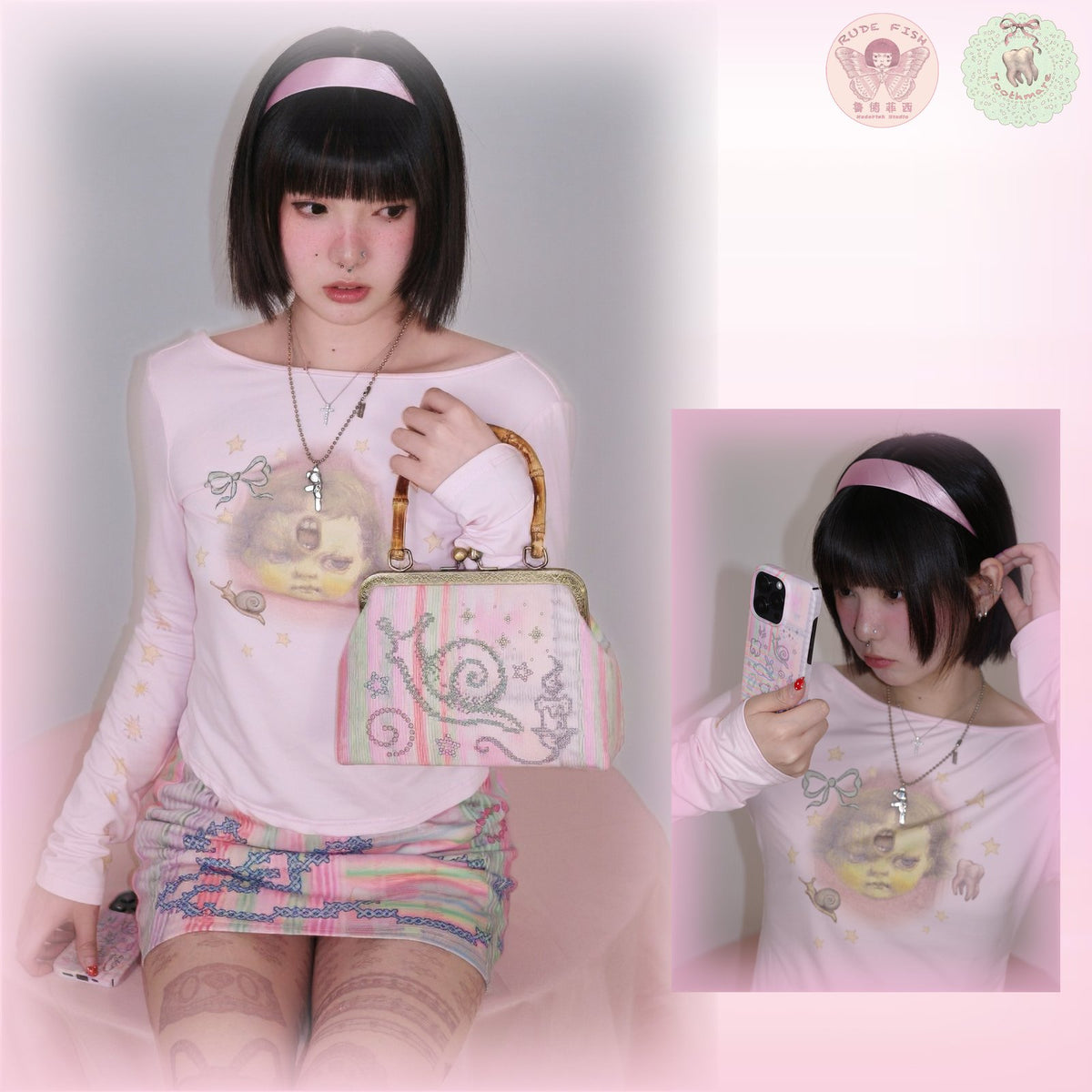 TOOTHMARE Back Long Sleeve in Pink, view 4