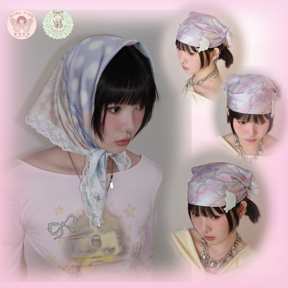 TOOTHMARE Lace Chiffon Scarf, view 4