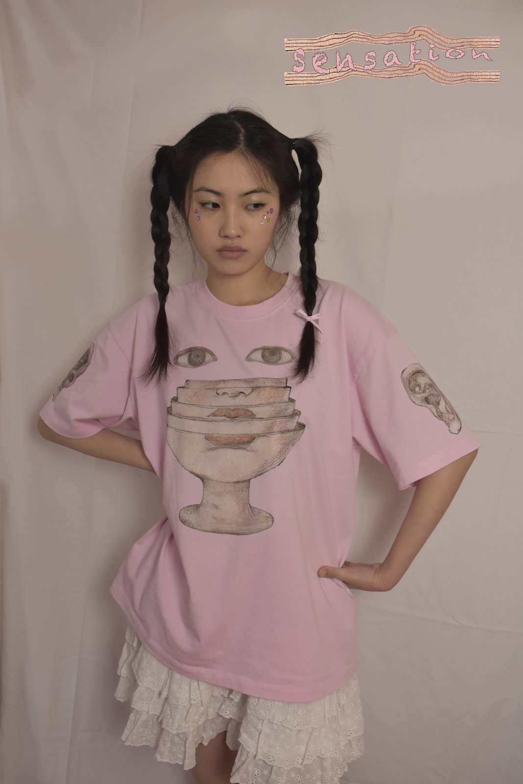 SENSATION Drop-Shoulder Tee in Pale Pink, view 5