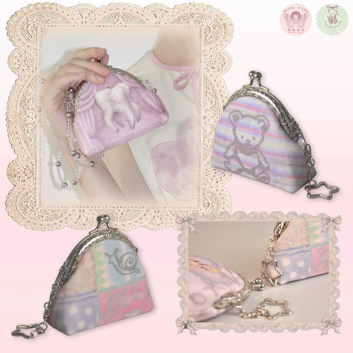TOOTHMARE Mini Velvet Printed Crossbody Bag, view 5