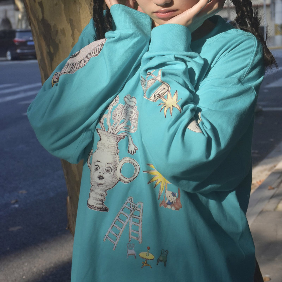 SENSATION Long-Sleeve Tee in Turquoise, view 5