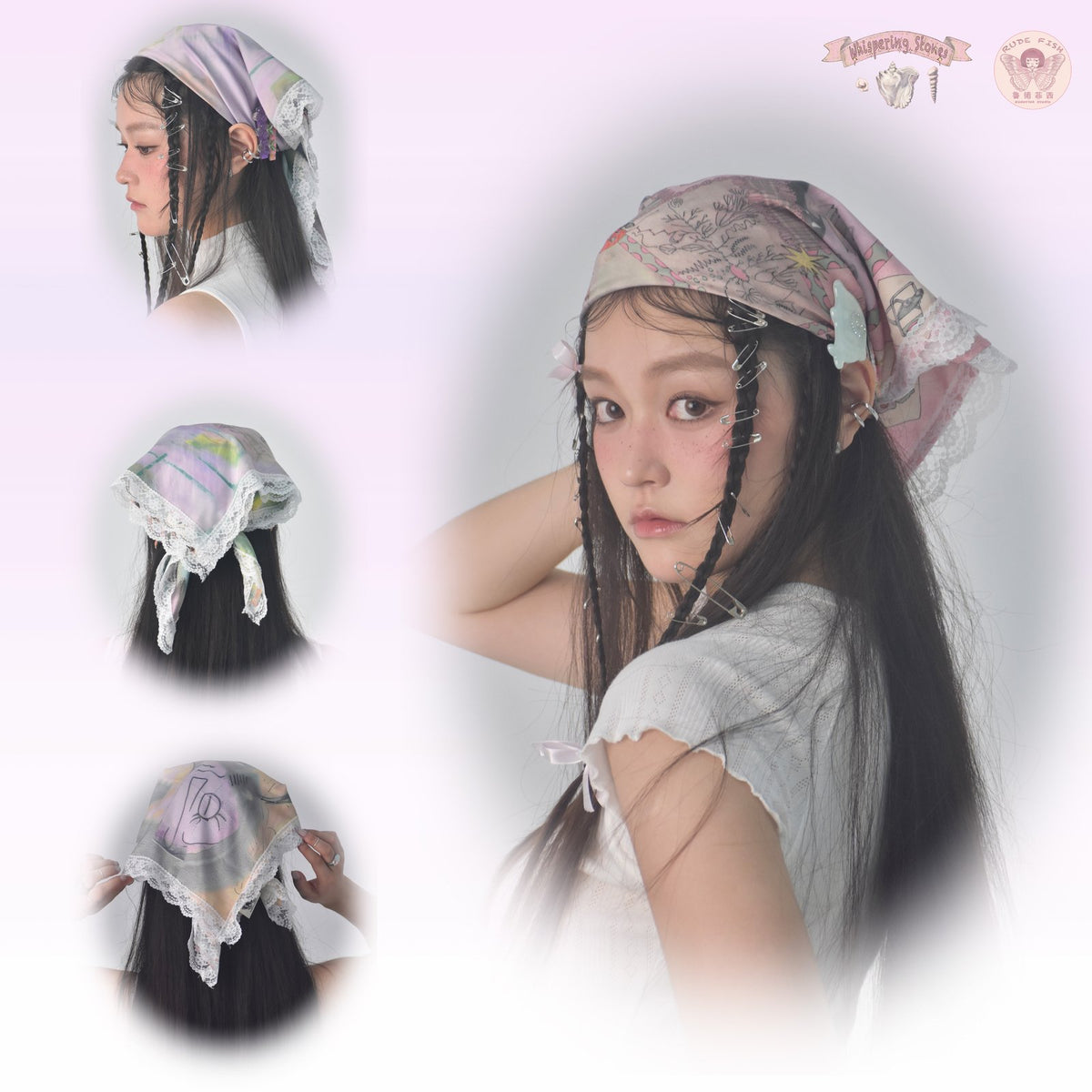 WHISPERING STONES Lace Chiffon Scarf, view 5