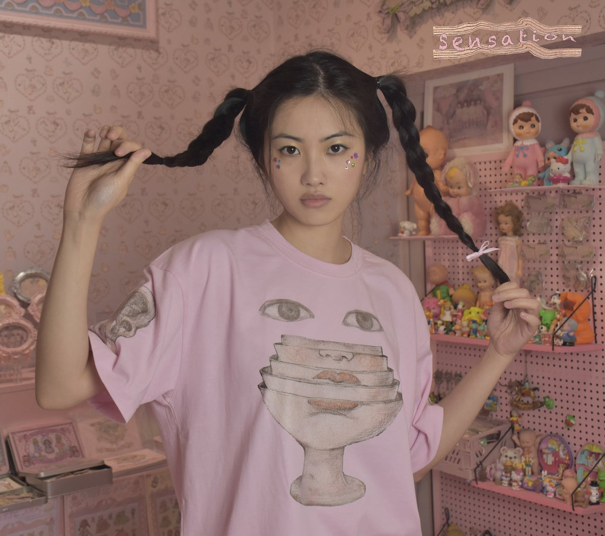 SENSATION Drop-Shoulder Tee in Pale Pink, view 7