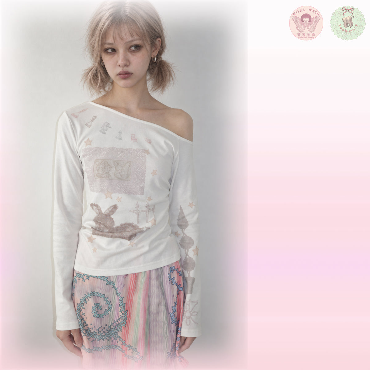 TOOTHMARE One-Shoulder Top in White