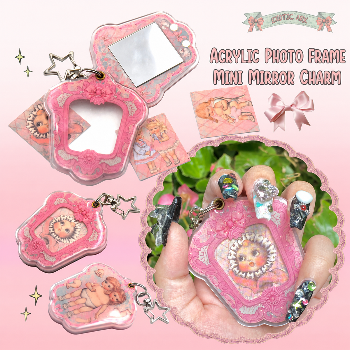 EXOTIC ARK Glitter Acrylic Mirror Charm, view 2