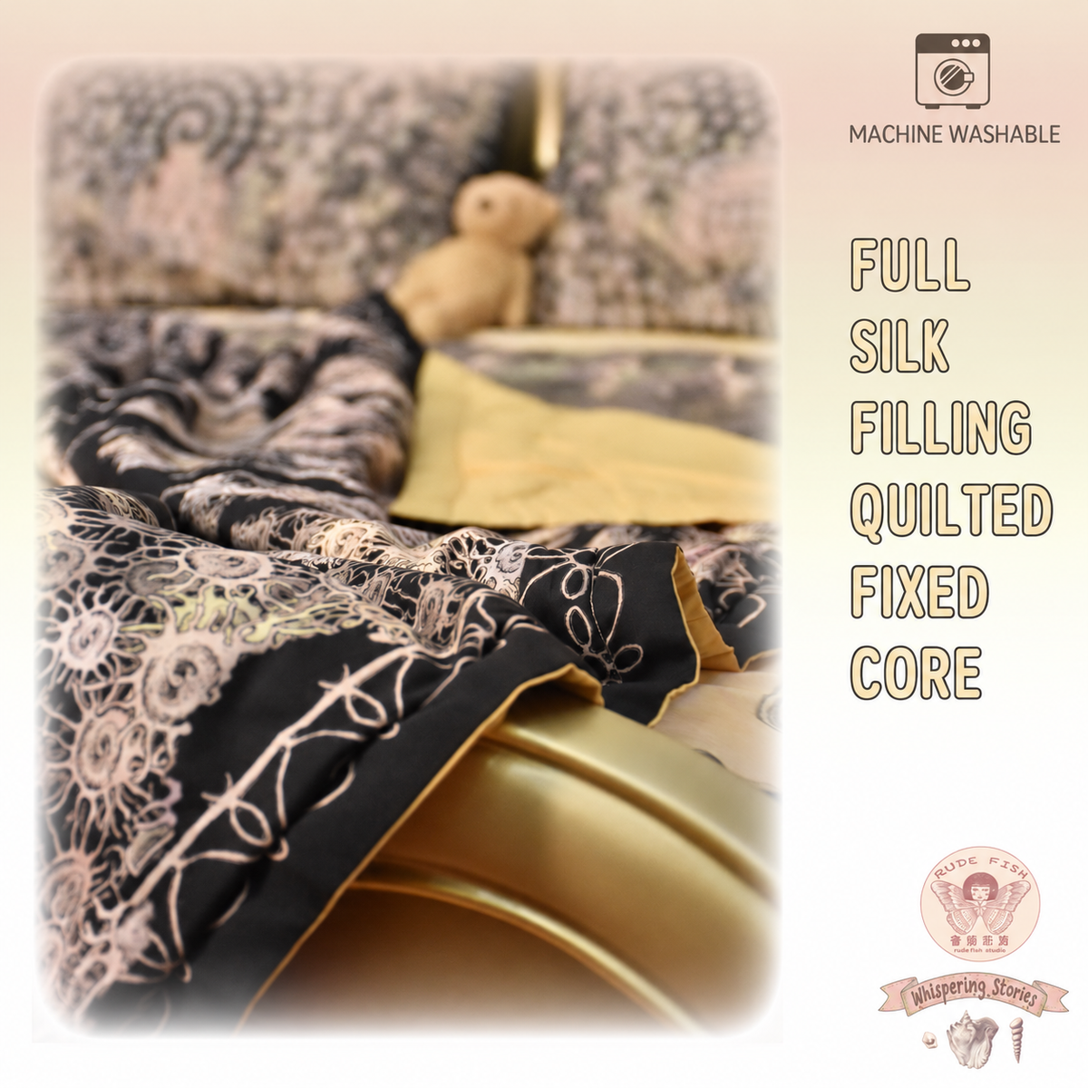WHISPERING STONES Summer Quilt in Black, view 4
