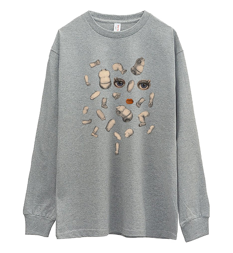 EXOTIC ARK Doll Parts Long-Sleeve Tee in Grey