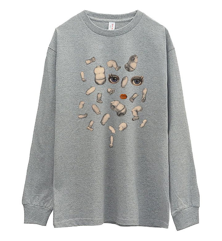 EXOTIC ARK Doll Parts Long-Sleeve Tee in Grey