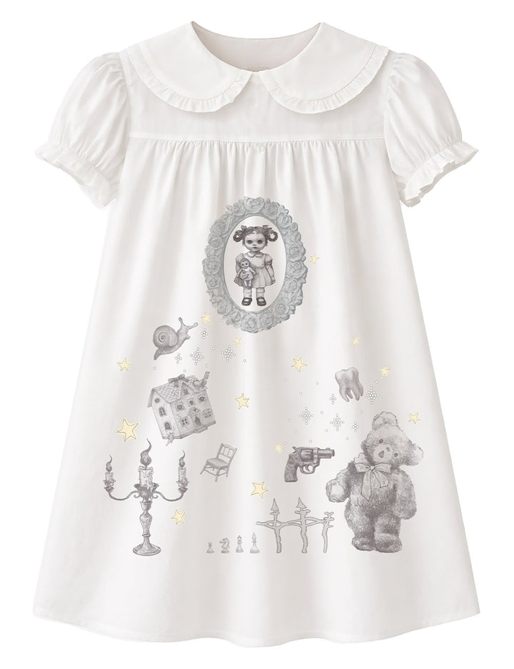 TOOTHMARE Babydoll Dress in White