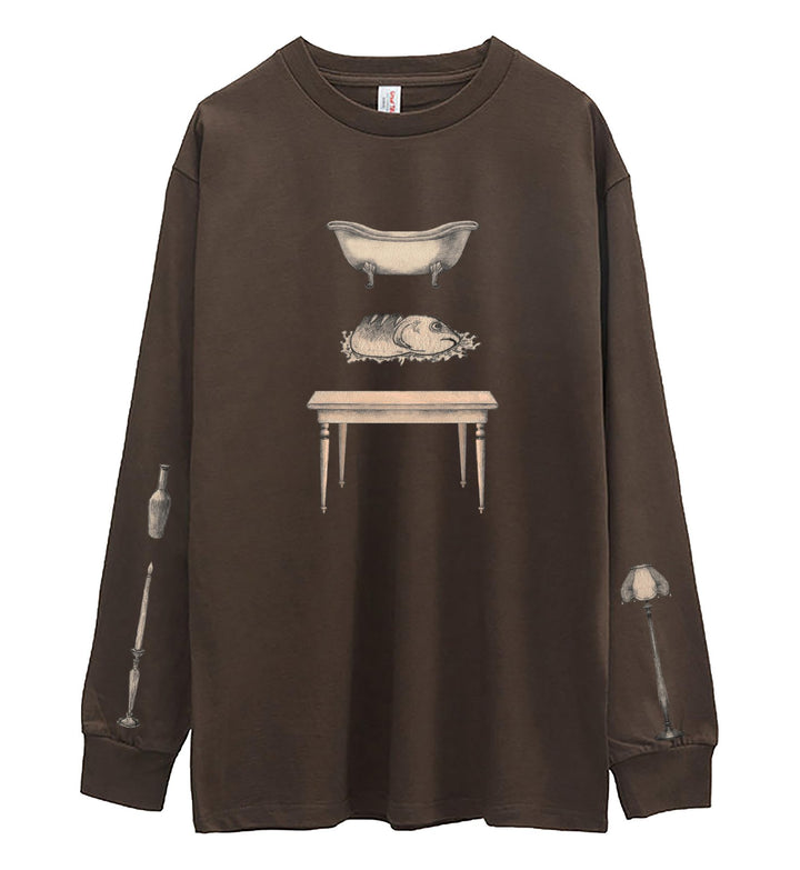 EXOTIC ARK Furniture Long-Sleeve Tee in Deep Brown