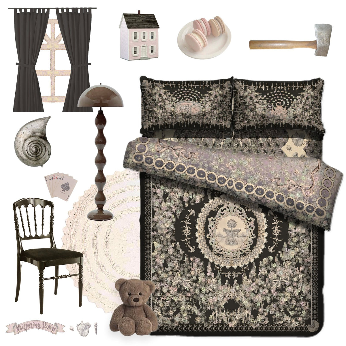 WHISPERING STONES Bedding Set in Black