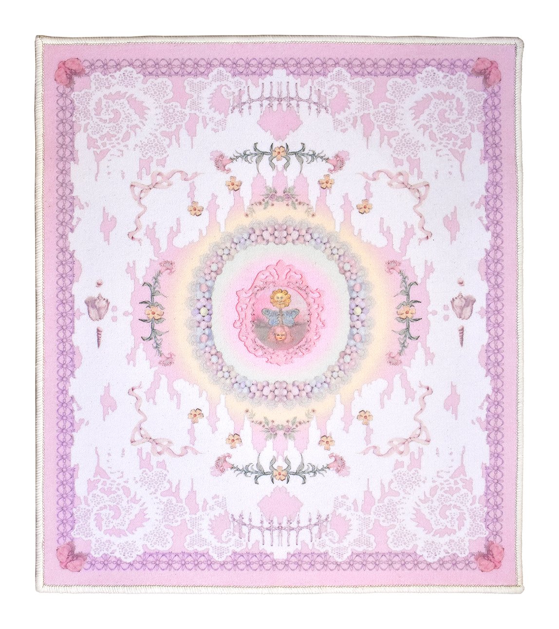 WHISPERING STONES Lace Rug in Pink
