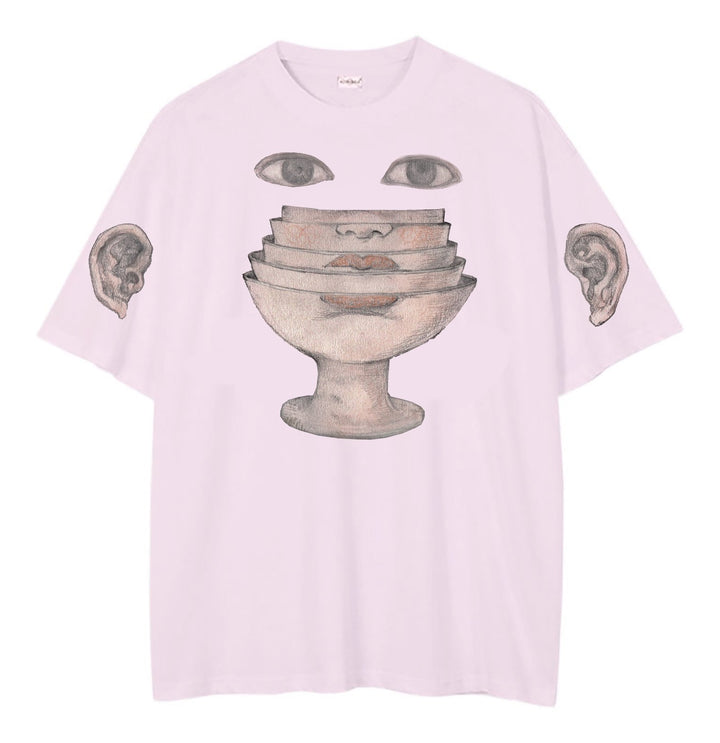 SENSATION Drop-Shoulder Tee in Pale Pink