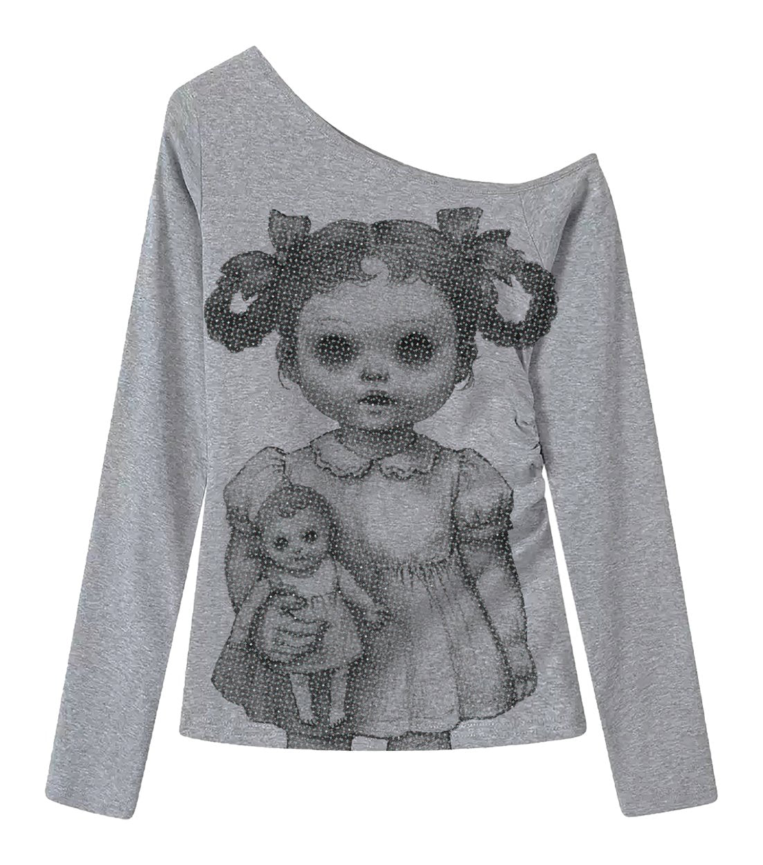 TOOTHMARE One-Shoulder Top in Grey