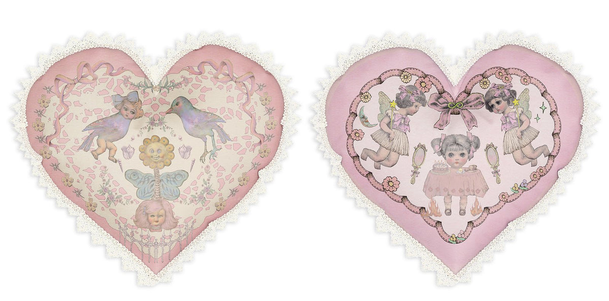 WHISPERING STONES Heart Cushion in Pink