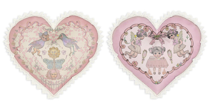 WHISPERING STONES Heart Cushion in Pink
