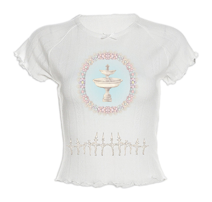 WHISPERING STONES Fountain Tee in White