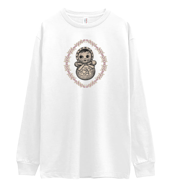 EXOTIC ARK Roly-Poly Long-Sleeve Tee in White