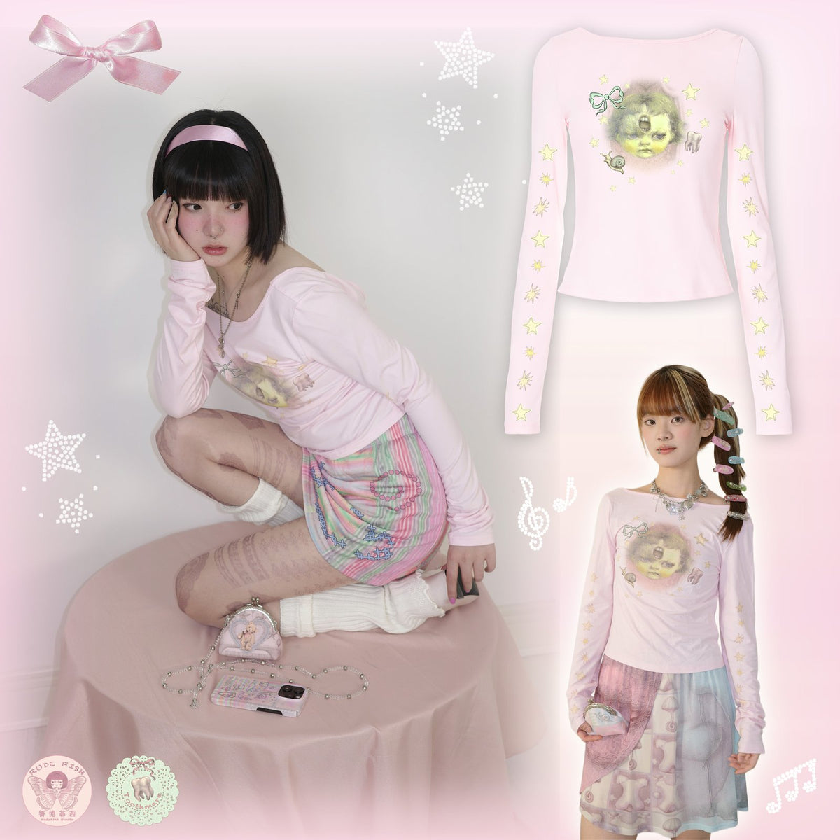 TOOTHMARE Back Long Sleeve in Pink, view 2