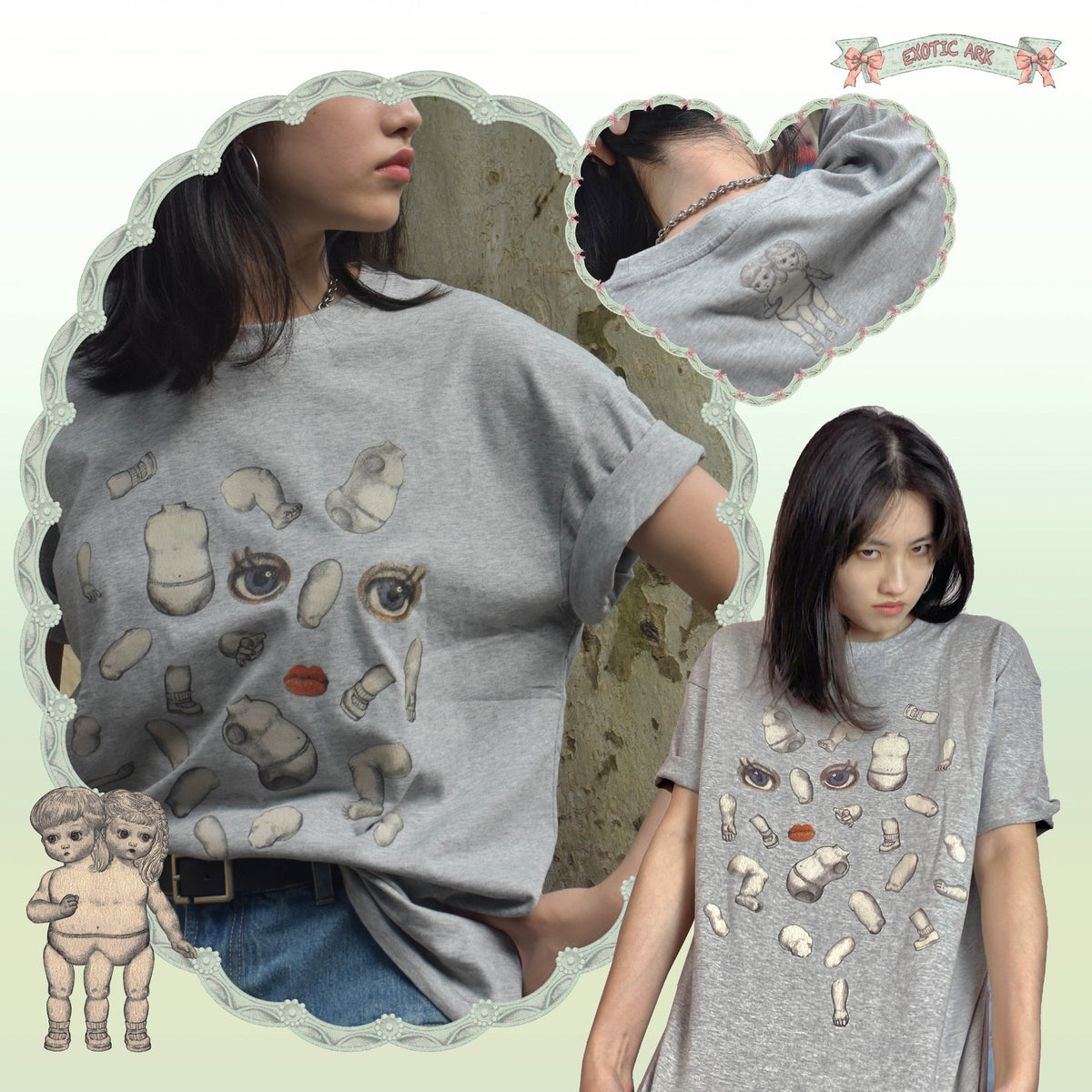 EXOTIC ARK Drop-Shoulder Tee in Grey, view 2