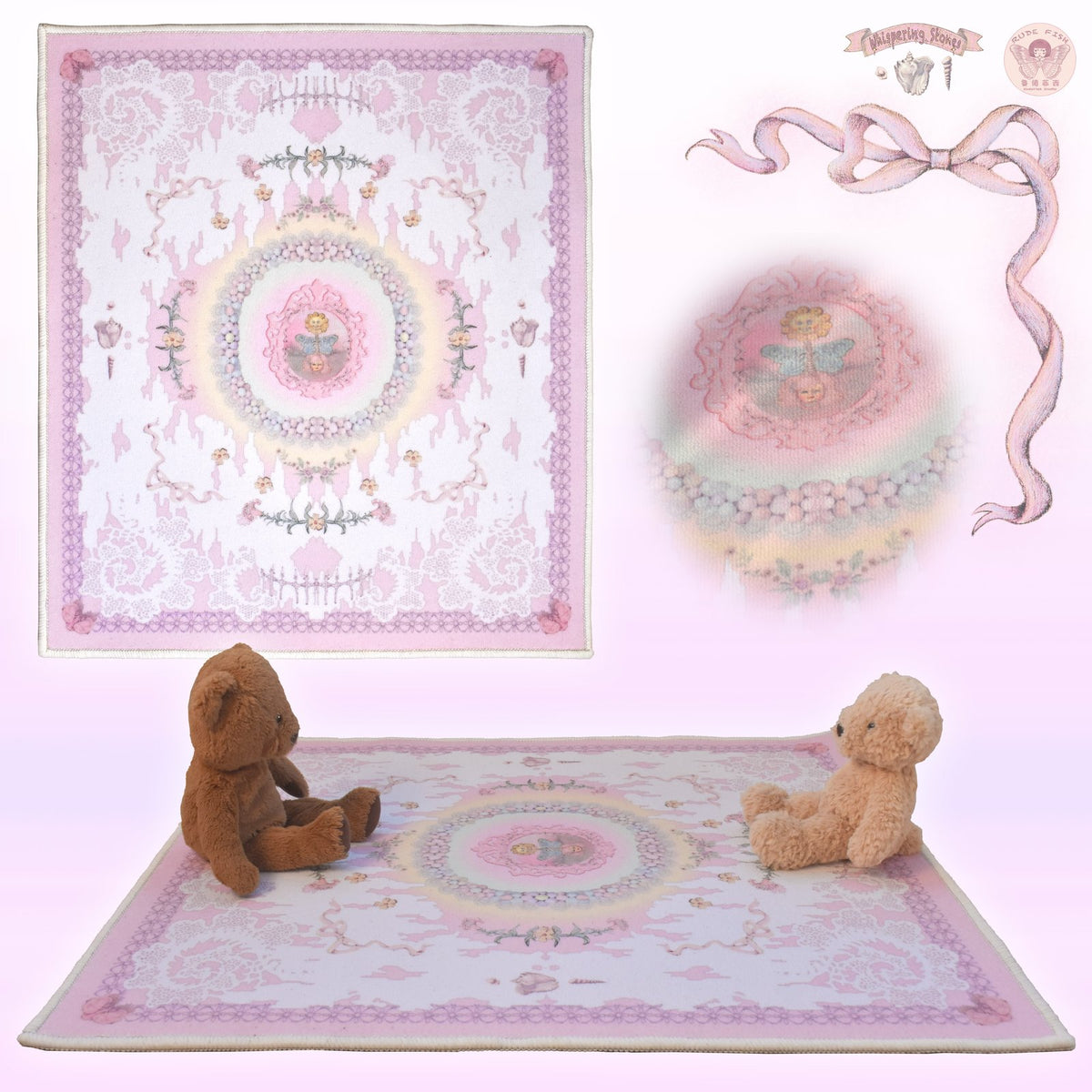 WHISPERING STONES Lace Rug in Pink, view 2