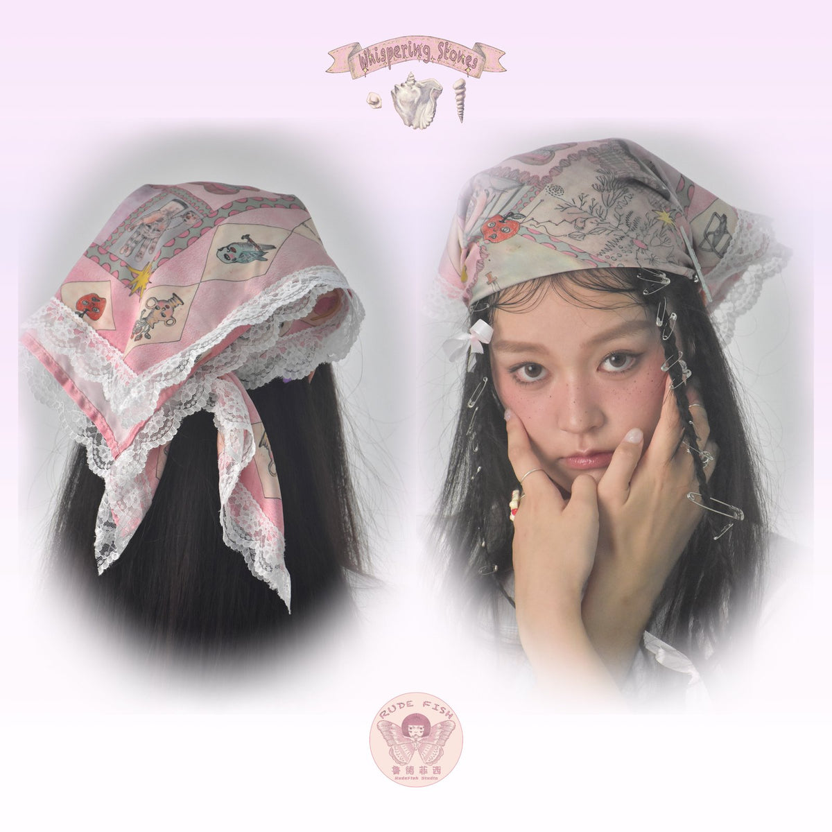 WHISPERING STONES Lace Chiffon Scarf, view 3
