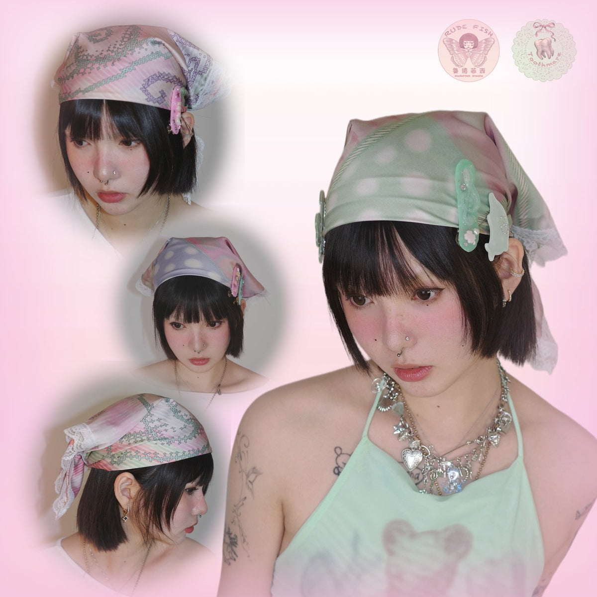 TOOTHMARE Lace Chiffon Scarf, view 3