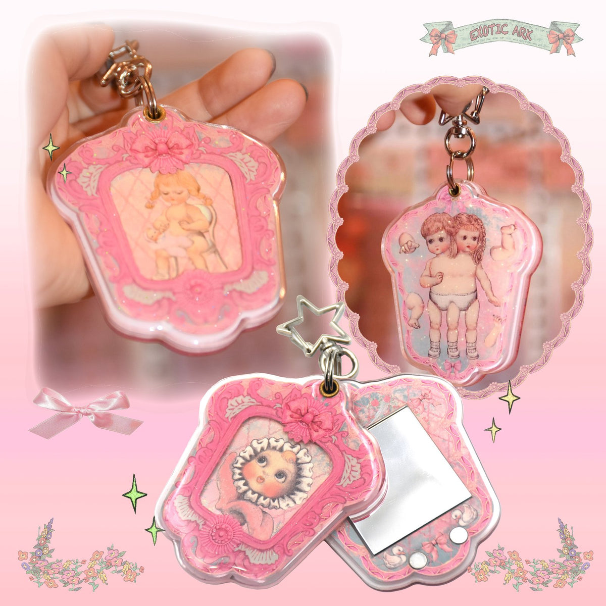 EXOTIC ARK Glitter Acrylic Mirror Charm, view 3