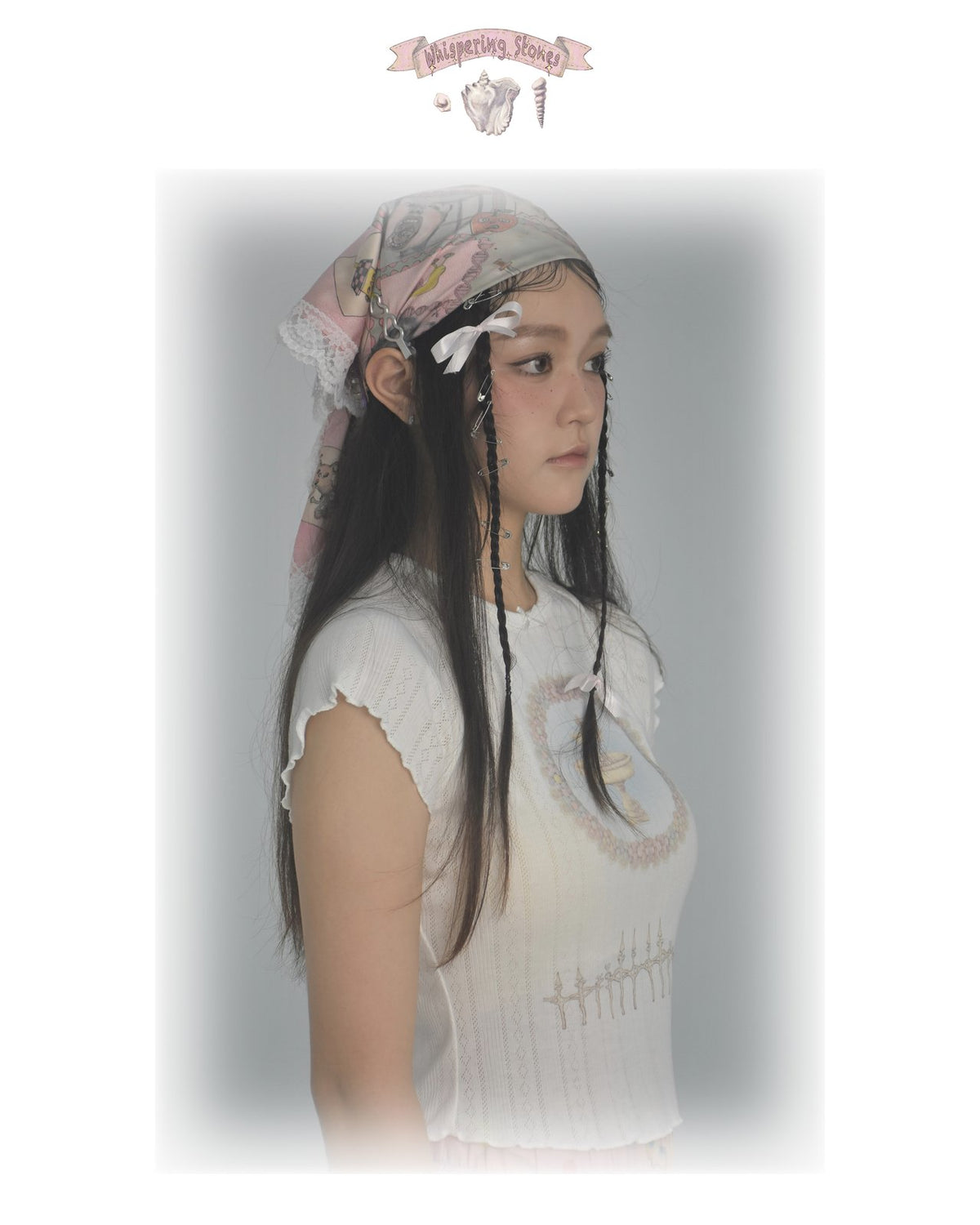 WHISPERING STONES Fountain Tee in White, view 4