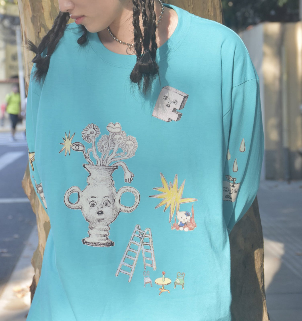 SENSATION Long-Sleeve Tee in Turquoise, view 4