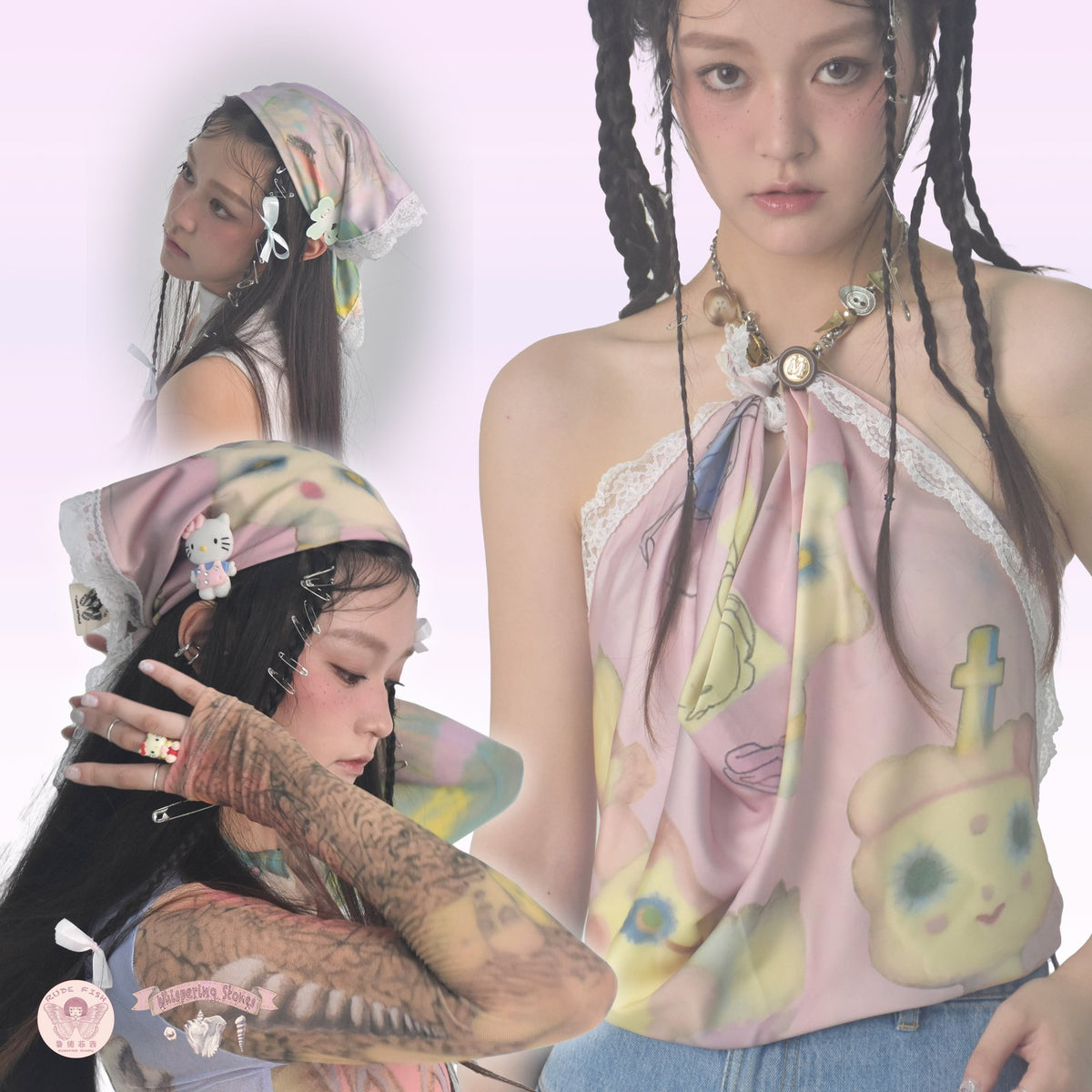 WHISPERING STONES Lace Chiffon Scarf, view 4