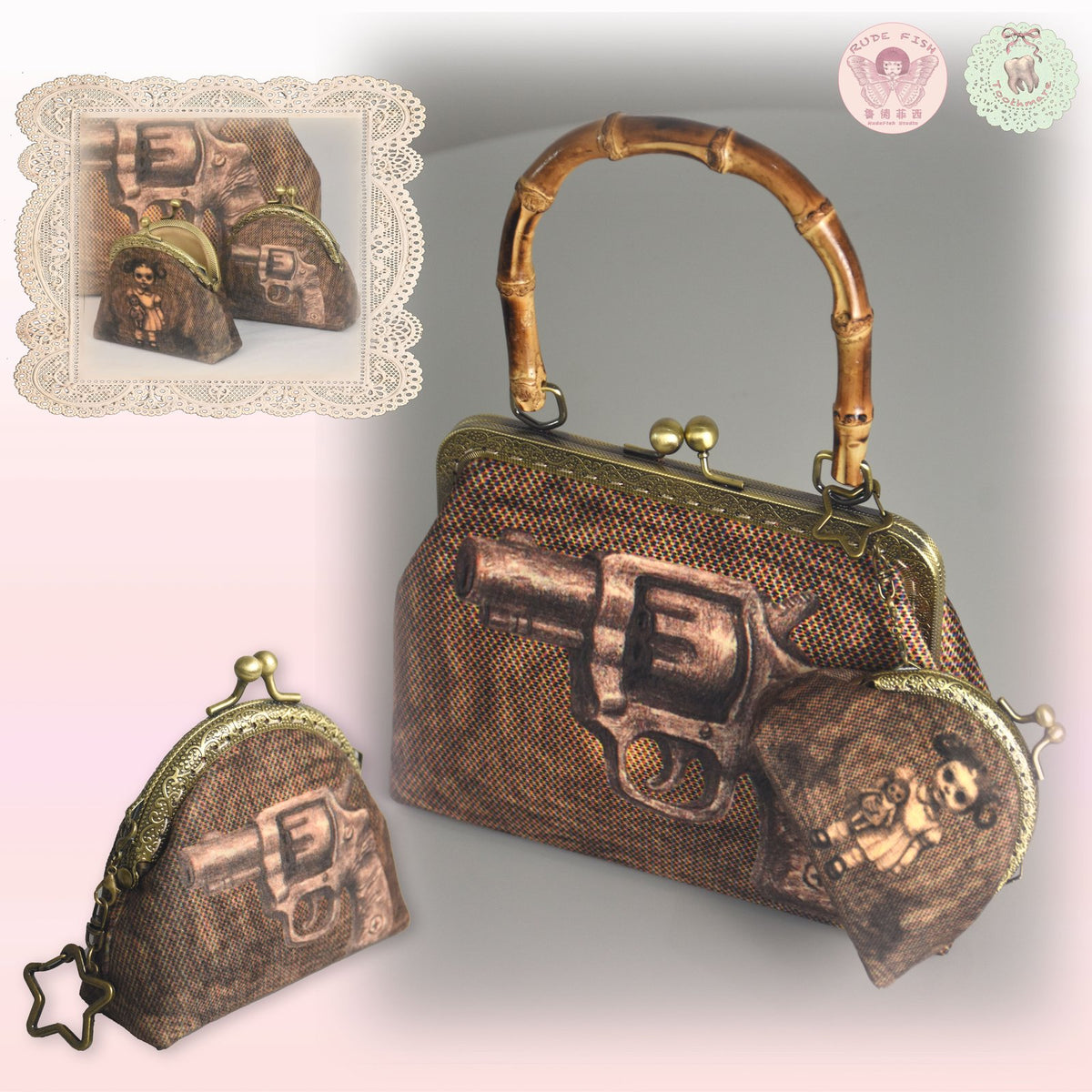 TOOTHMARE Mini Velvet Printed Crossbody Bag, view 4