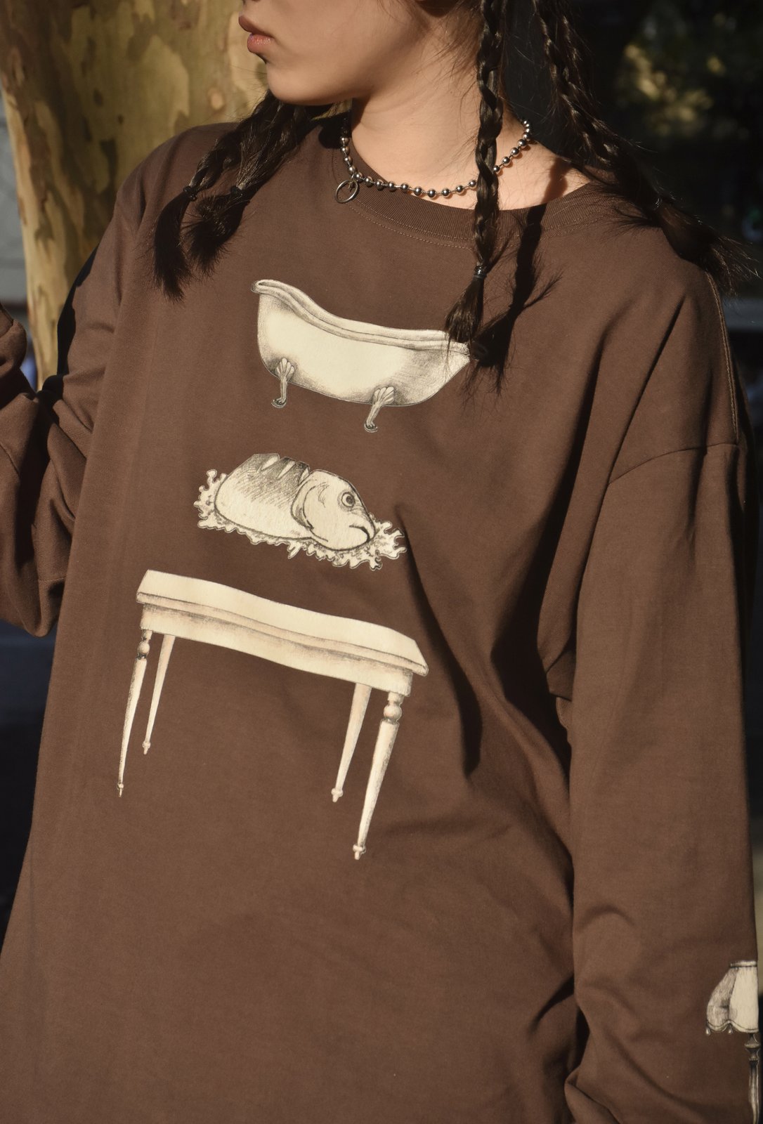 EXOTIC ARK Furniture Long-Sleeve Tee in Deep Brown, view 4