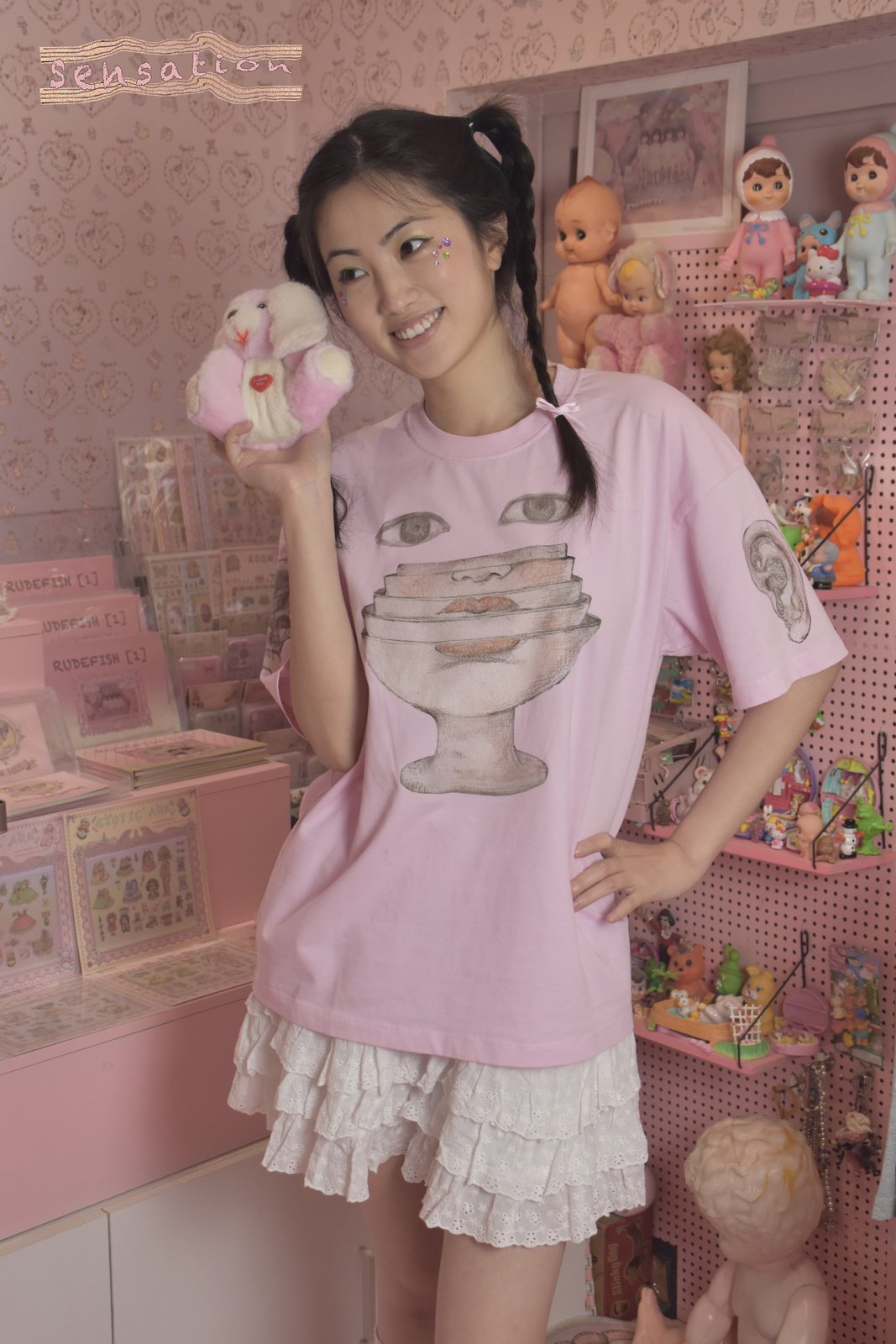 SENSATION Drop-Shoulder Tee in Pale Pink, view 4