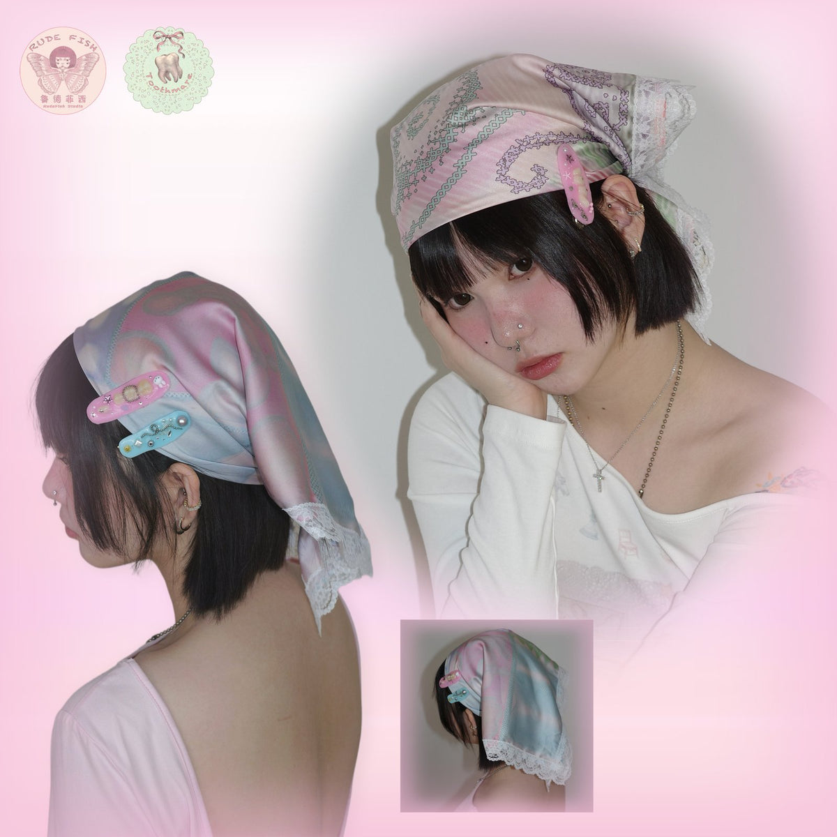 TOOTHMARE Lace Chiffon Scarf, view 5