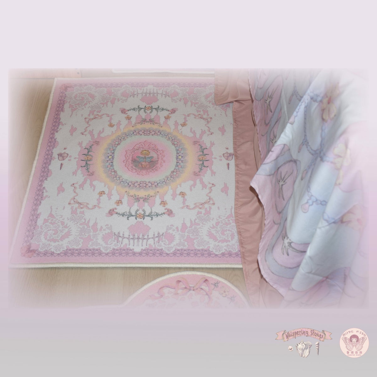 WHISPERING STONES Lace Rug in Pink, view 5