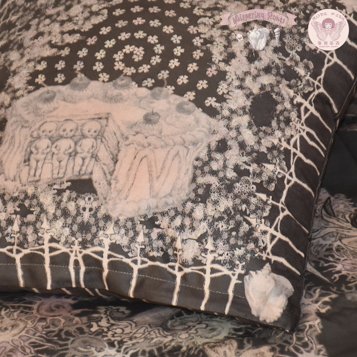 WHISPERING STONES Dark Velvet Cushion, view 6