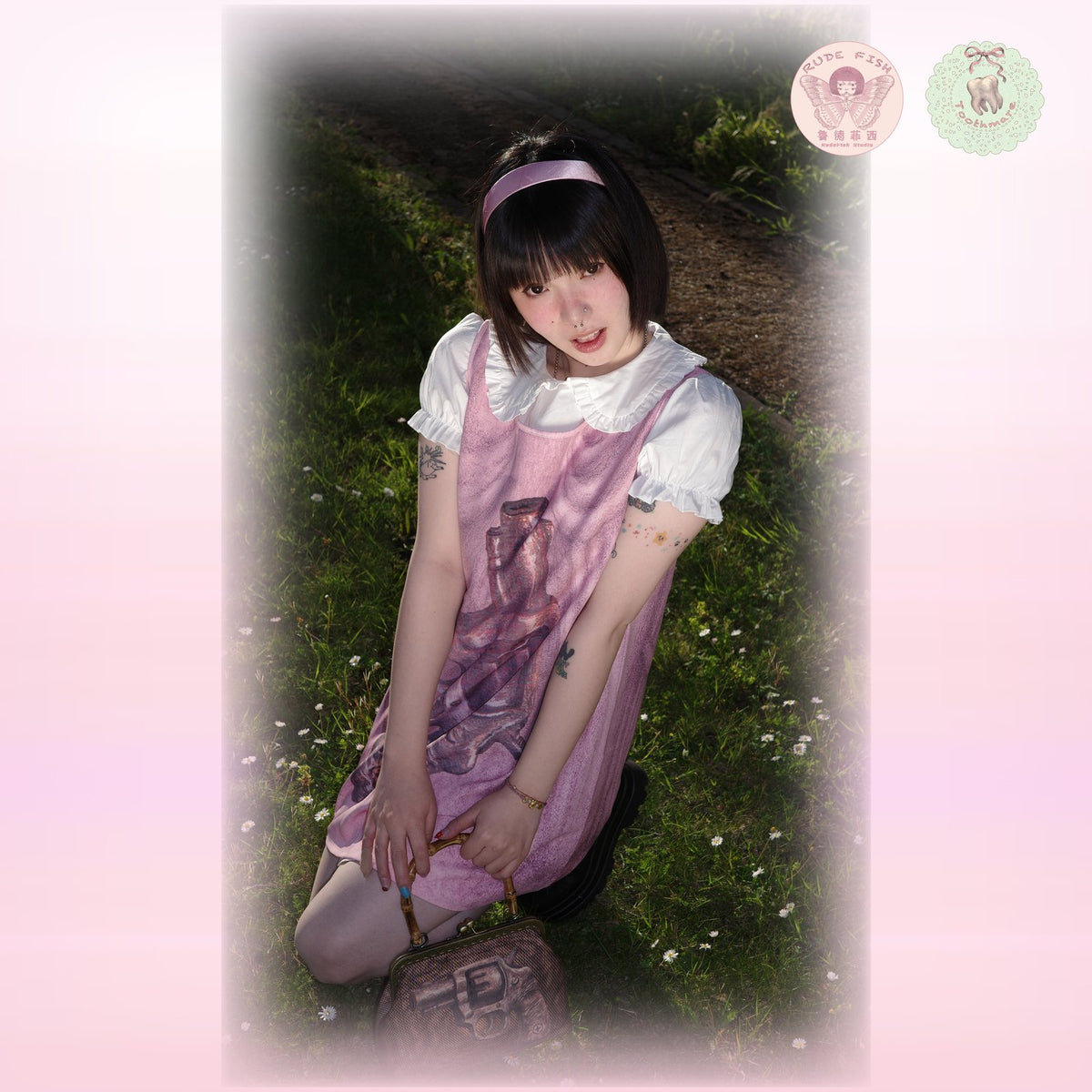 TOOTHMARE Reversible Pinafore in Pink, view 6