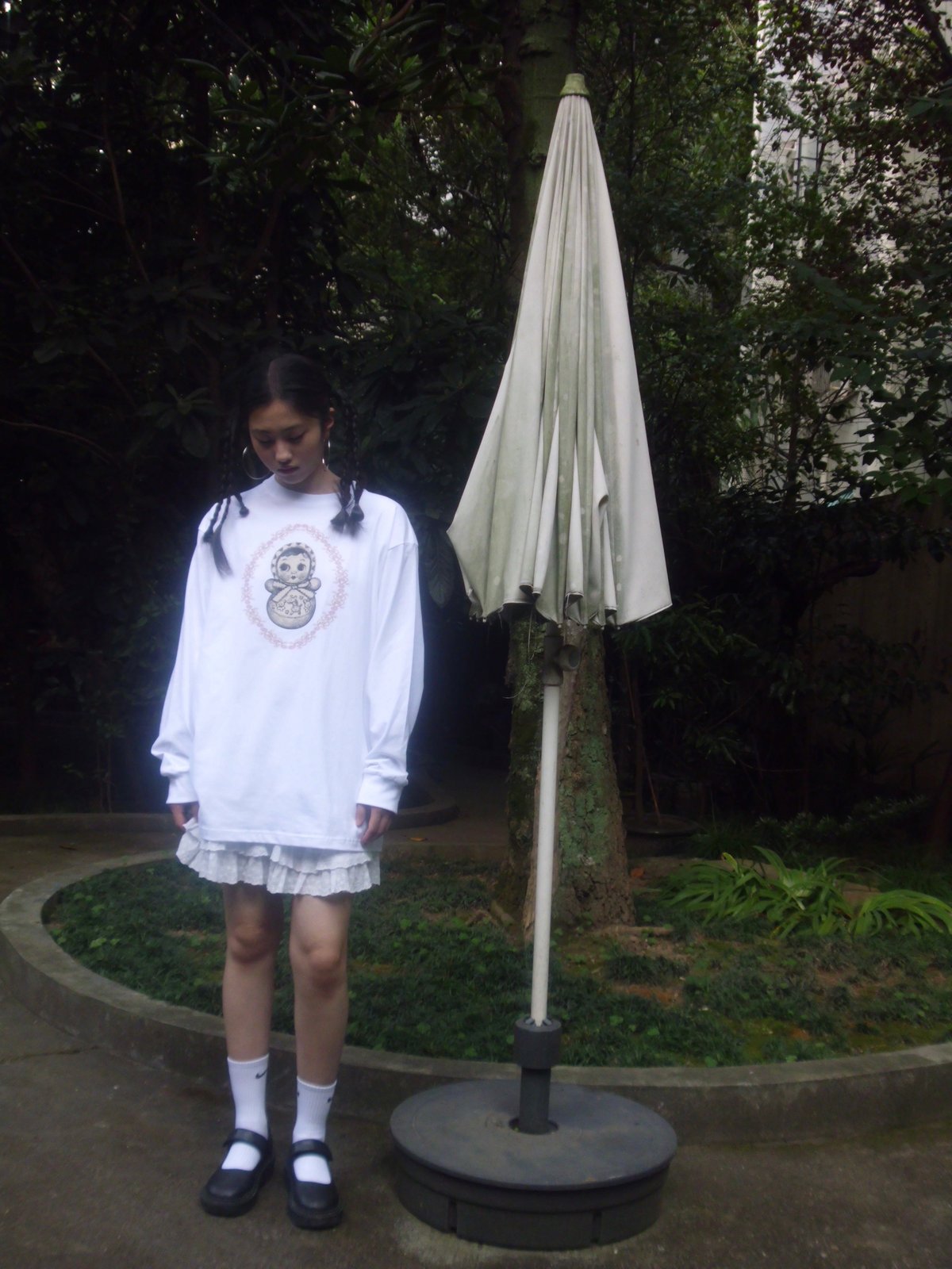 EXOTIC ARK Roly-Poly Long-Sleeve Tee in White, view 6