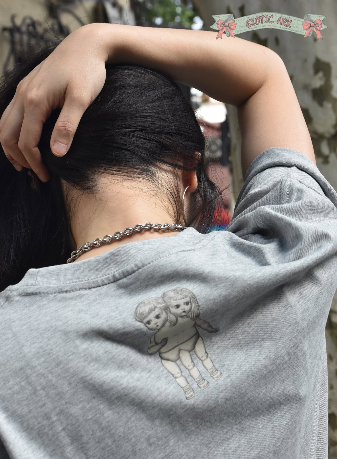 EXOTIC ARK Drop-Shoulder Tee in Grey, view 7