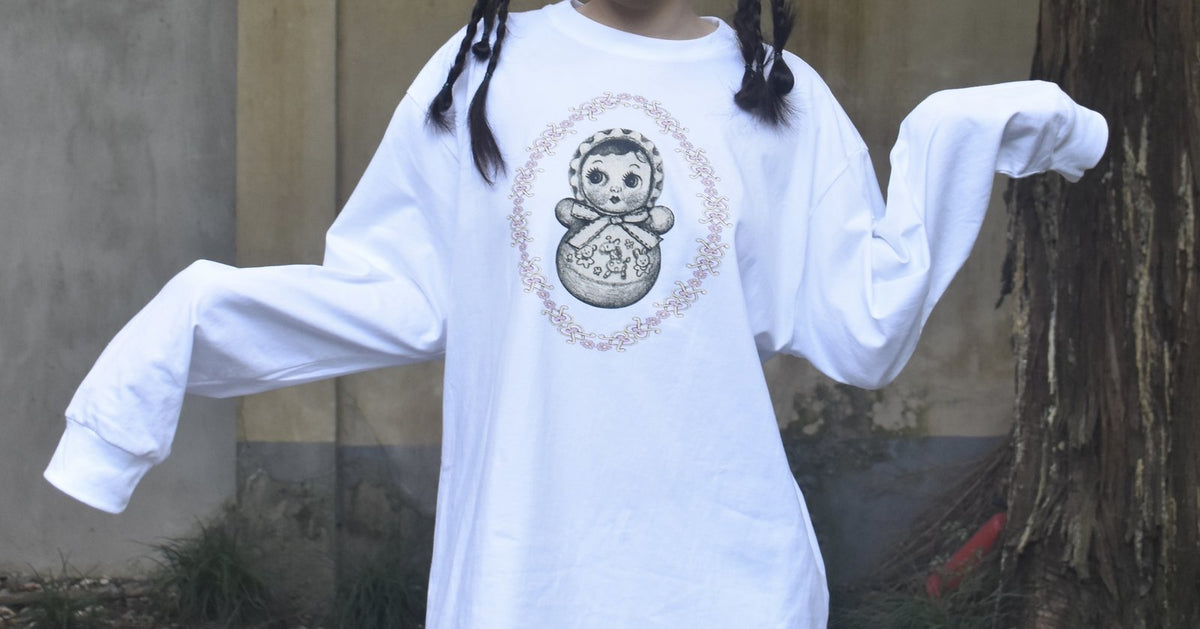 EXOTIC ARK Roly-Poly Long-Sleeve Tee in White, view 8