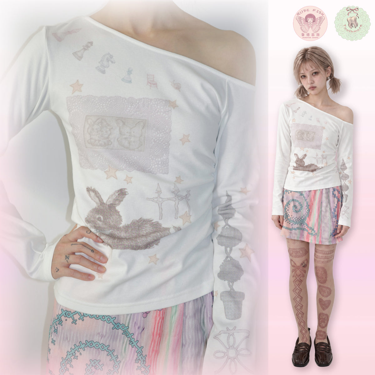 TOOTHMARE One-Shoulder Top in White