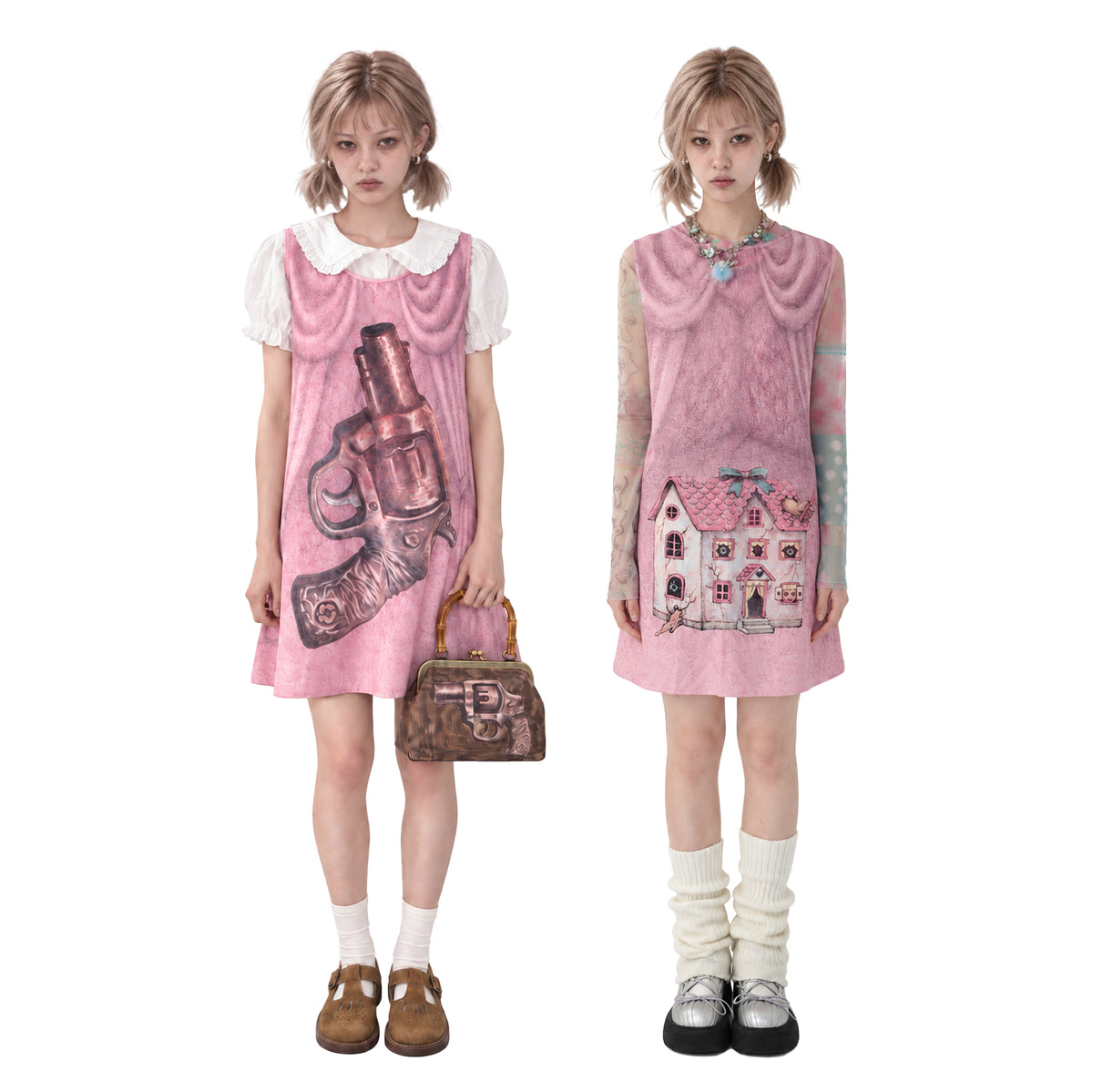TOOTHMARE Reversible Pinafore in Pink