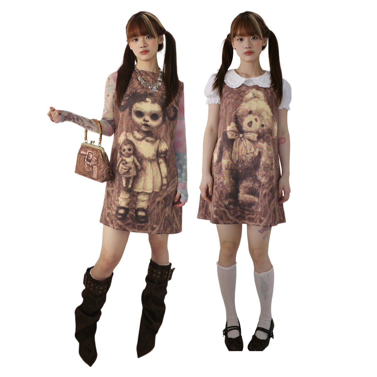 TOOTHMARE Reversible Pinafore in Brown