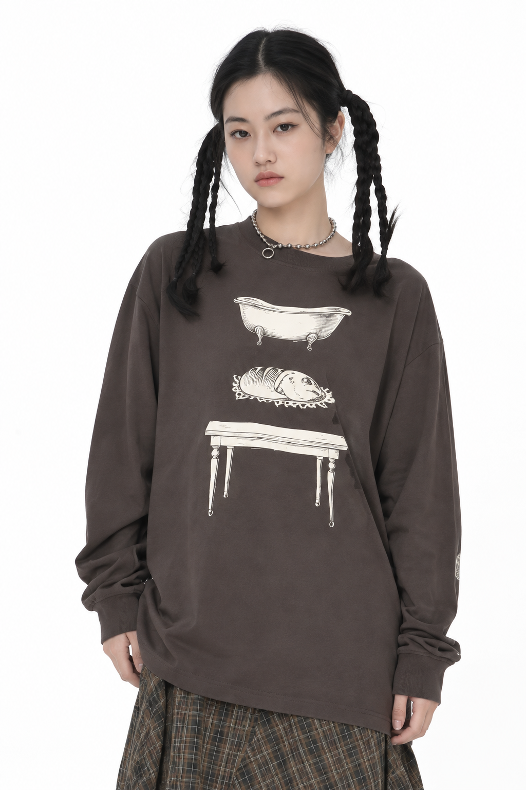 EXOTIC ARK Furniture Long-Sleeve Tee in Deep Brown